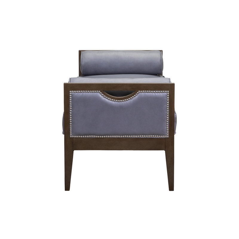 Beacon Hill Upholstered Leather Bench, Dark Brown, Anderson Pebble