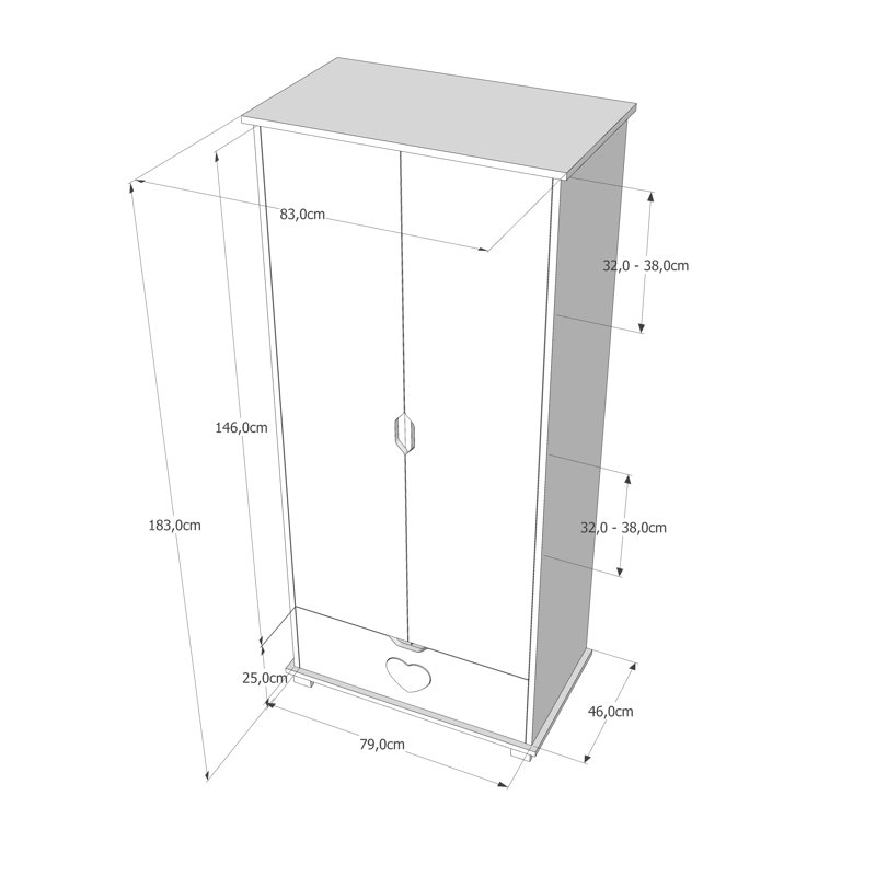Enriquez 2 Door Wardrobe, White