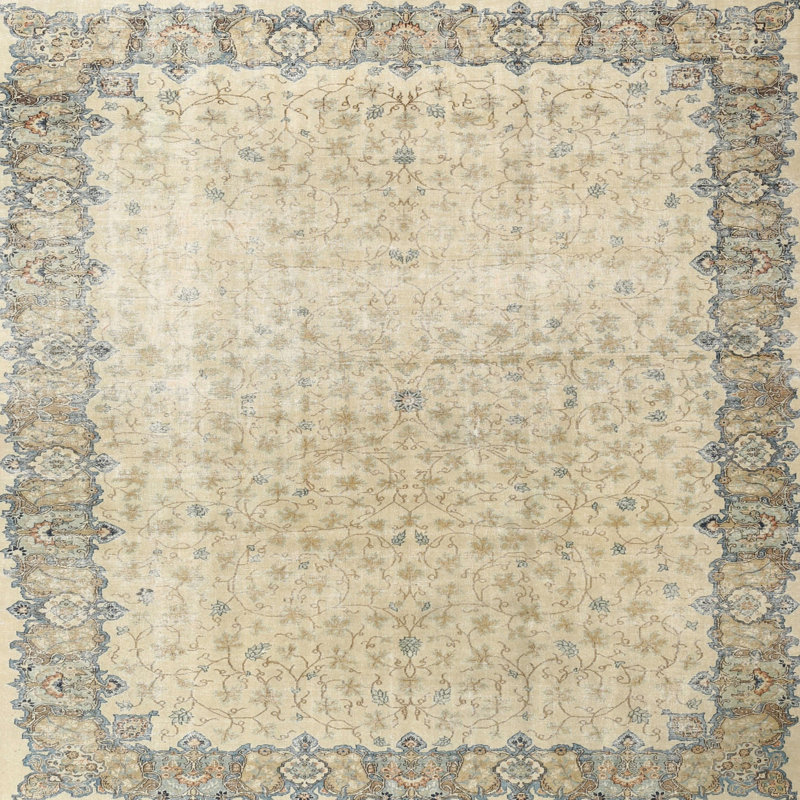 Tapis traditionnel beige / gris Amyris, Carré 5 pi