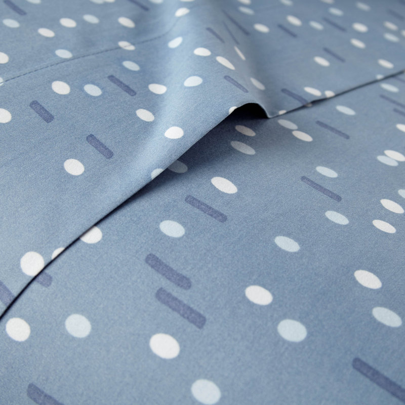 Ensemble de draps en microfibre à pois Vilano Choice, Simple, Bleu