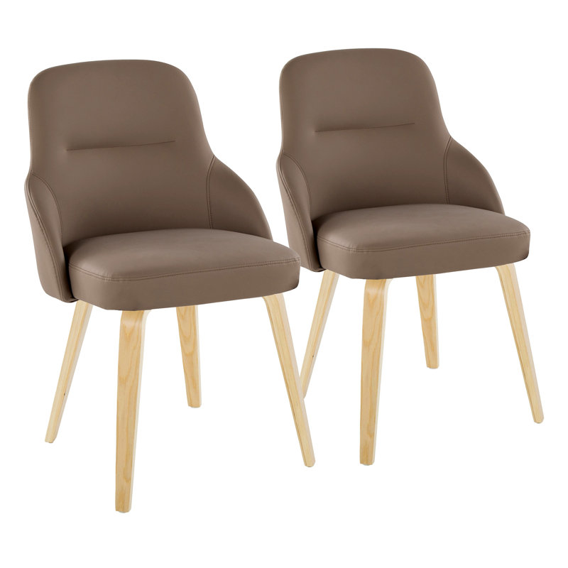 Chaise en bois et similicuir, Brun, Naturel