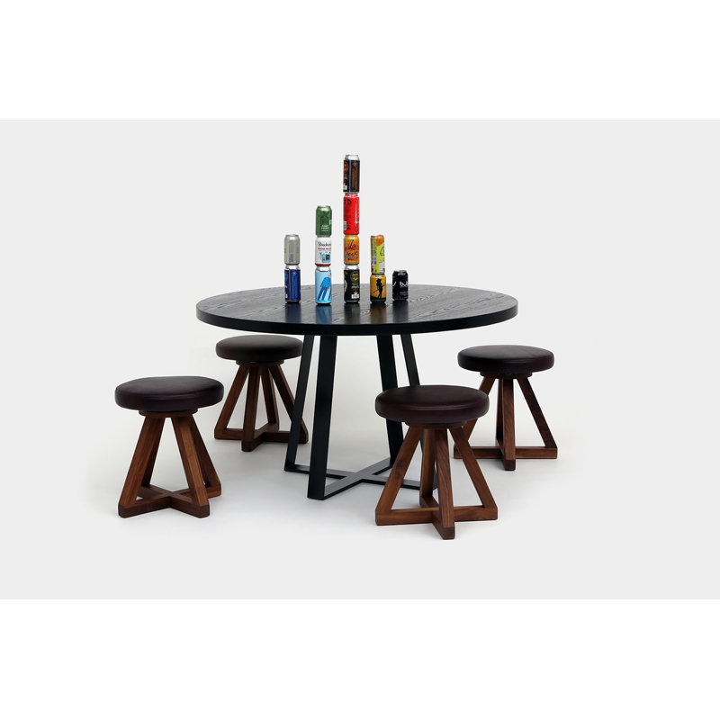 X Solid Wood Accent Stool, Burgundy, Oil-rubbed Walnut