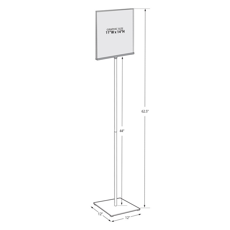 Clear Acrylic 11" x 14" Double-Sided Floor Sign Holder with Metal Base