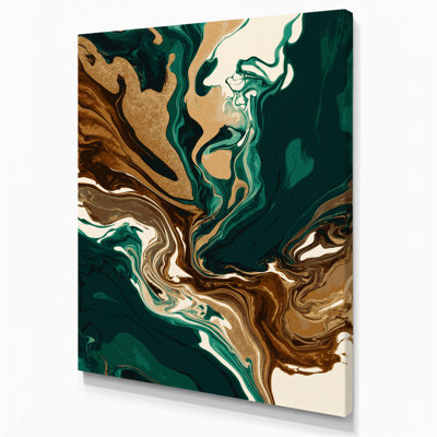 Abstrait art fluide sur toile verte 84