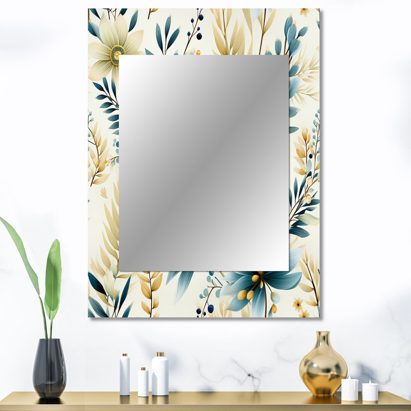 Motif de fleurs Ziyanna Coastal Neutrals - miroir boho, 40 po x 30 po