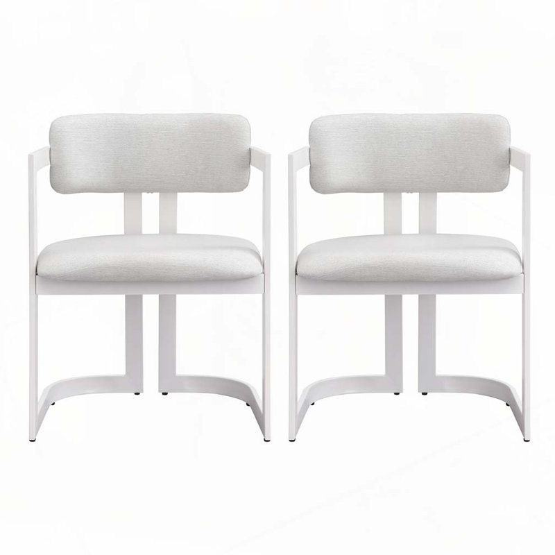 Upholstered Dining Chairs, White, White