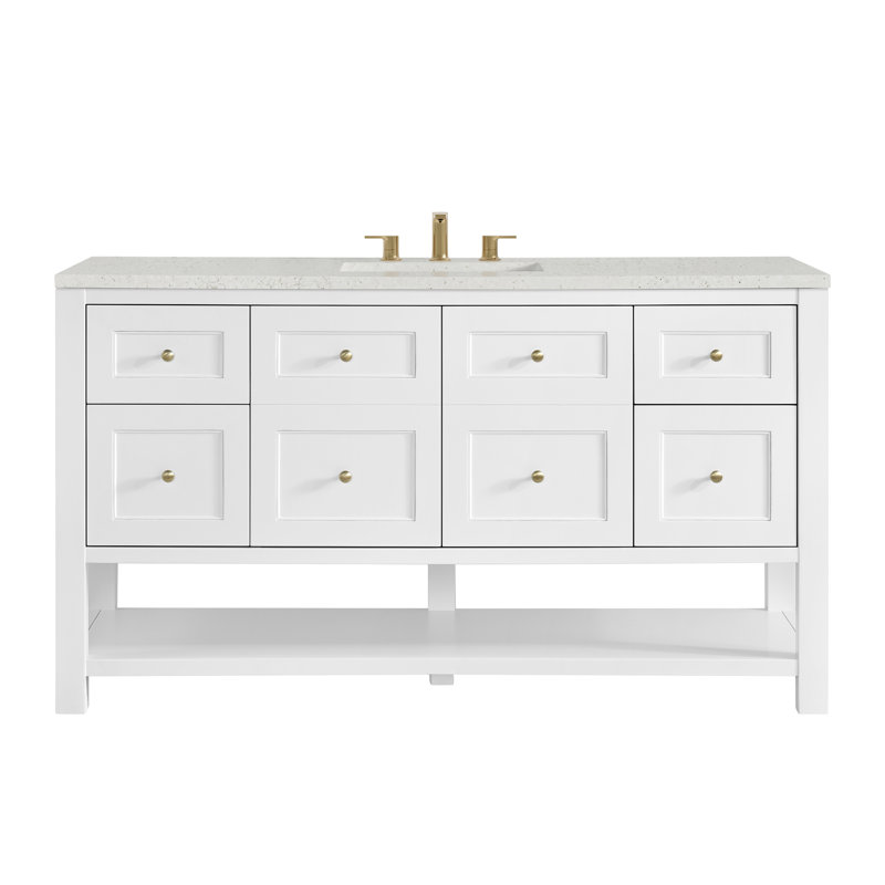 Breckenridge 60'' W Single Vanity, Bright White, Widespread, Lime Delight Silestone