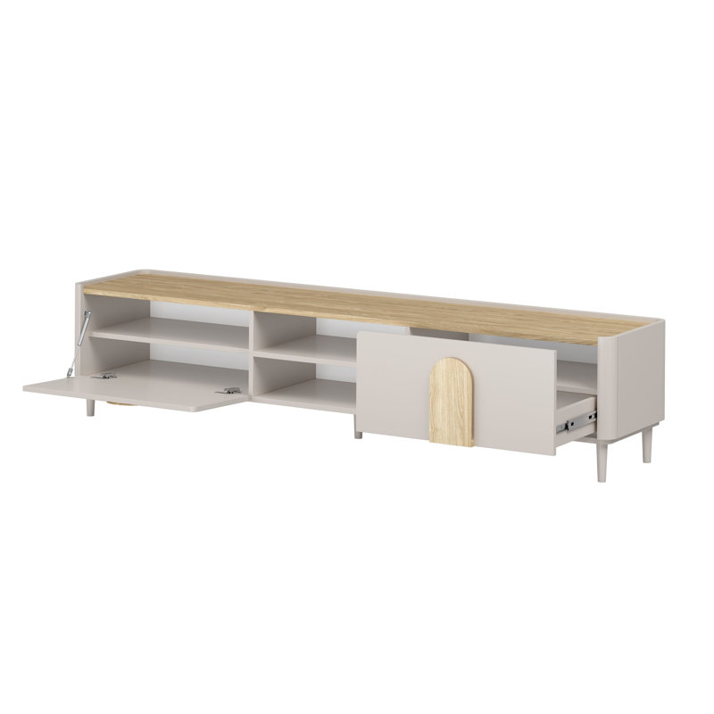 Sadeen Tv Stand With Legs, Beige/Light Oak, 48 cm H x 220 cm H x 48 cm D