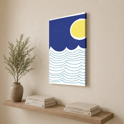 «Blue and Yellow Mod Circles II» par Jen Bucheli - impression sur toile