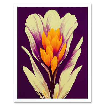 Vibrant Saffron Crocus Flower Abstract - Print