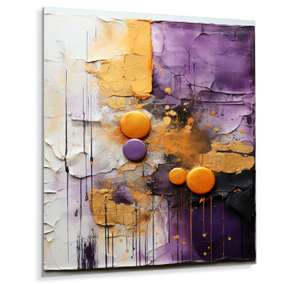 Reproduction d'art en métal doré mauve abstrait fractal II