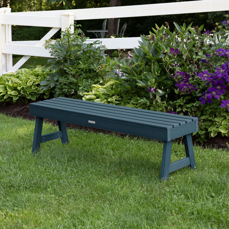 Midwest Plastic Outdoor Bench, Nantucket Blue