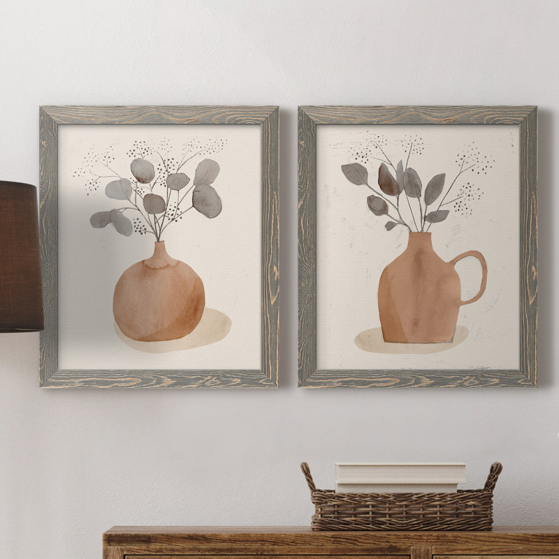 La Planta I - ensemble de 2 reproductions d'art sur toiles, H 24 po x l 36 po x P 1,5 po, Toile avec cadre gris