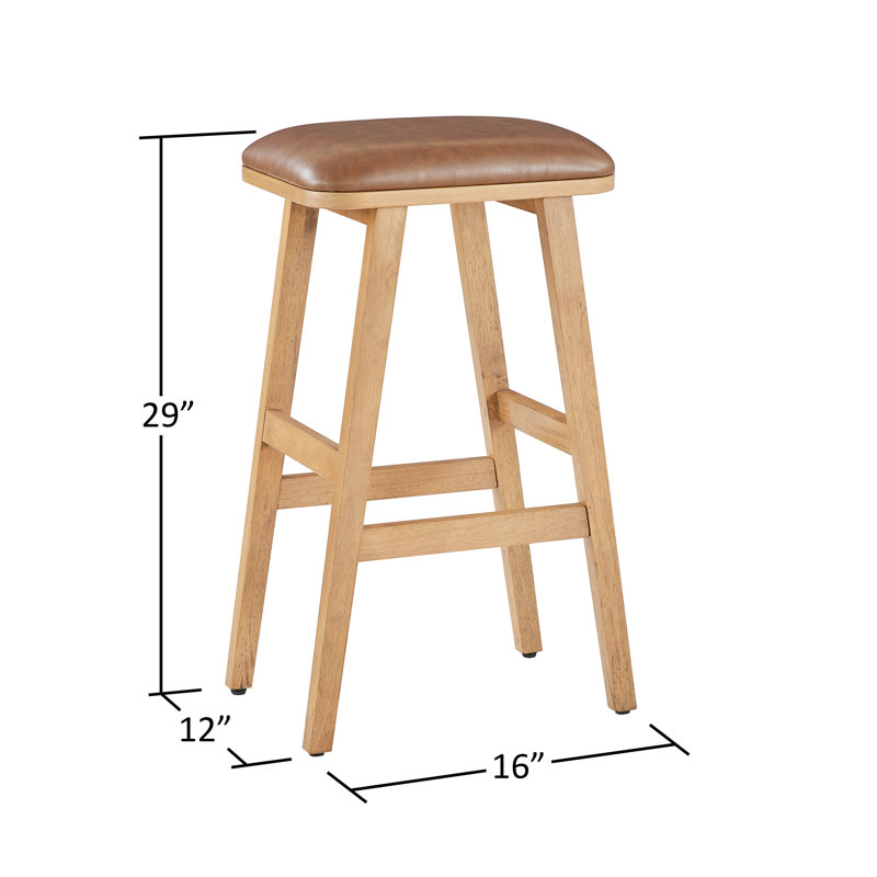 Upholstered Wood Saddle Stool - Set of 2, Bar Stool (29" Seat Height)