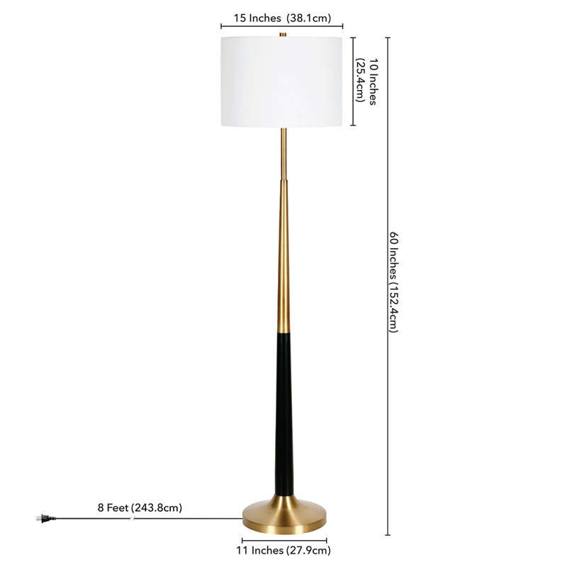 Lyon 60'' Traditional Floor Lamp, Brass/Matte Black