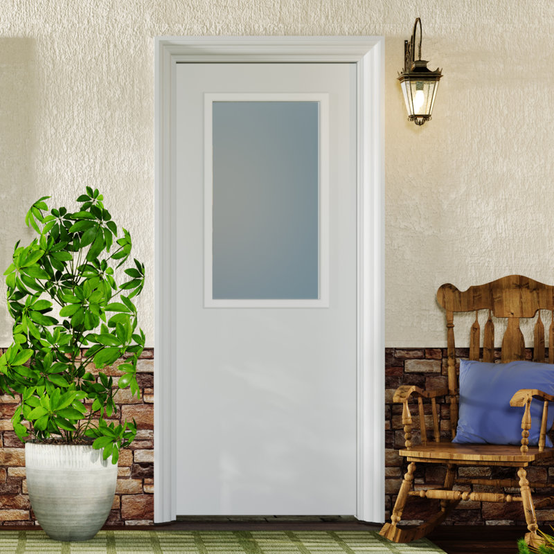 Portes extérieures - 1 plaque de porte avant en panneau de fibres à densité moyenne blanc givré, 32 po x 80 po