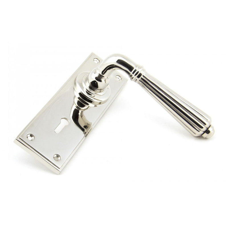 Hinton Lock Door Handle Kit, Polished Nickel
