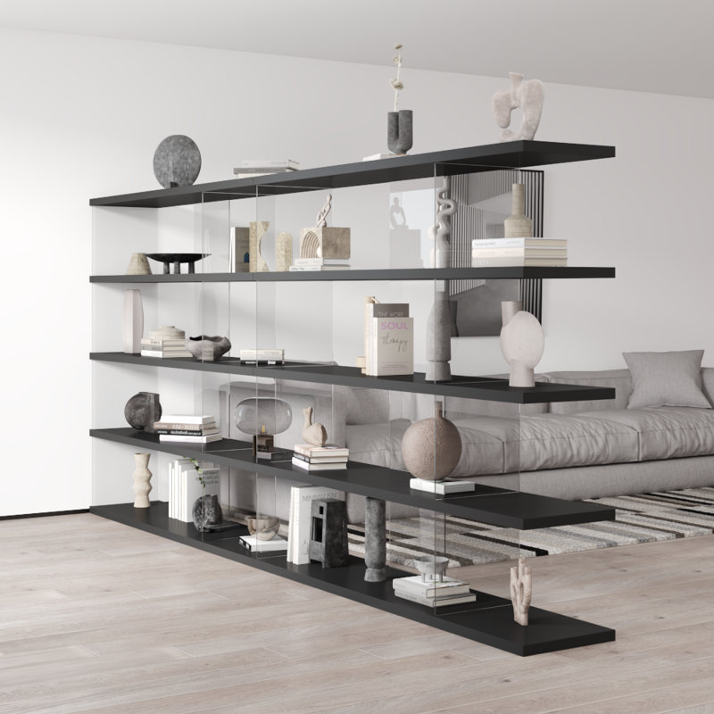 Matana 141.8" Bookcase with Matte Finish, Black