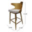 Deux chaises de bar de style Mid-Century, siège rembourré beige, bois d'hévéa, l 23 po x P 21 po, assise de style robuste, l 22,38 po x P 21,3 po x H 41,6 po
