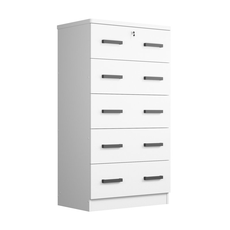Commode 5 tiroirs 5 pouces Giello, Blanc