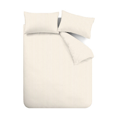 Brushed Stripe Cotton Reversible Duvet Cover Set
