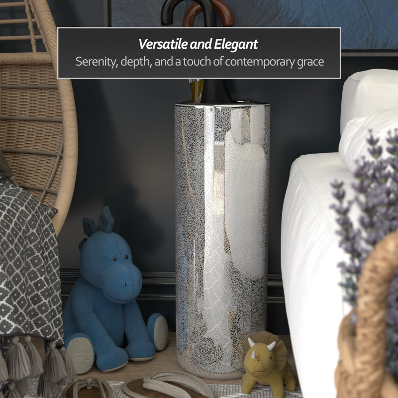 Vital Porcelain Freestanding Umbrella Stand, Silver Crackle