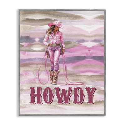 «Pastel Howdy Cowgirl», art de la giclée encadrée par lettré et doublé