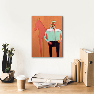  «The Cowboy» par Bebe Keith, art mural sur toile, 12 po x 16 po