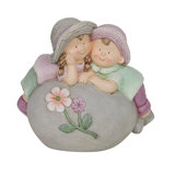 11"H Children Leaning on Stone Garden Statue