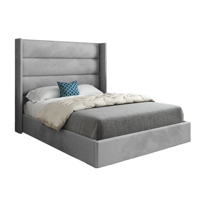 Antoan Upholstered Bed, Small Double (4'), Grey
