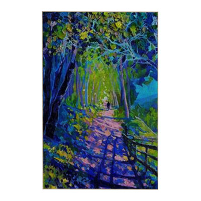 Surrealist Design Forest Patterned Modern Decorative Rug