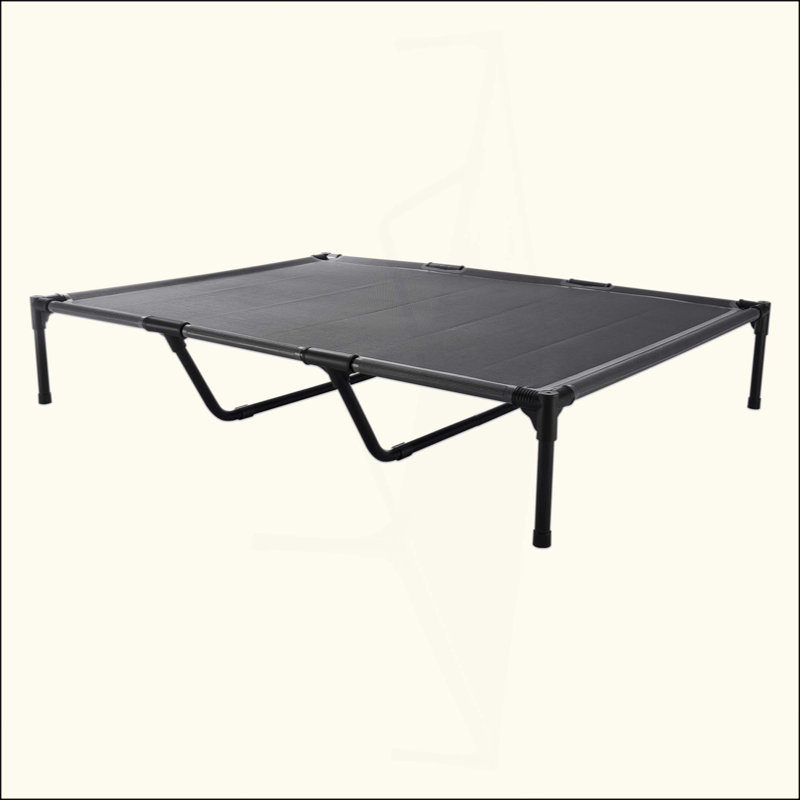 Lit pour chien surélevé portatif pour grand chien avec structure en métal XL, 9" H x 48" W x 36" D, Gris / noir