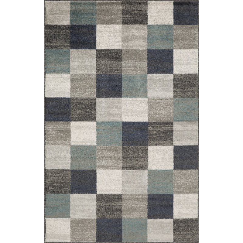 Sacha Rockaway 100% Polypropylene Geometric Checkered Indoor Area Rug, Rectangle 4' x 6'
