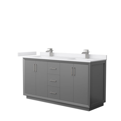 66'' Double Bathroom Vanity with Cultured Marble Top