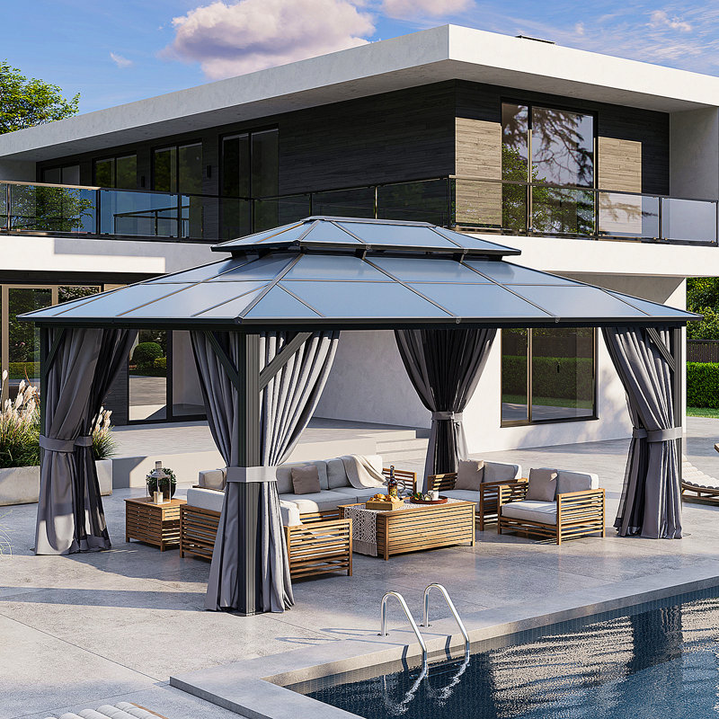 16 Ft. W X 12 Ft. D Metal Patio Gazebo