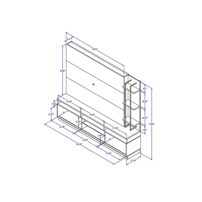 Leodhas Entertainment Center for TVs up to 50", White, 85.27" W
