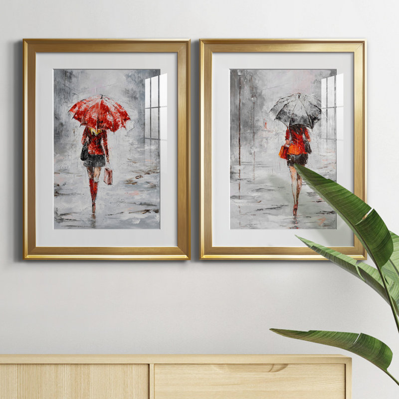 City magasiner III - ensemble de 2 reproductions d'art, Blanc, Papier encadré doré, H 22,5 po x l 61 po x P 1,5 po