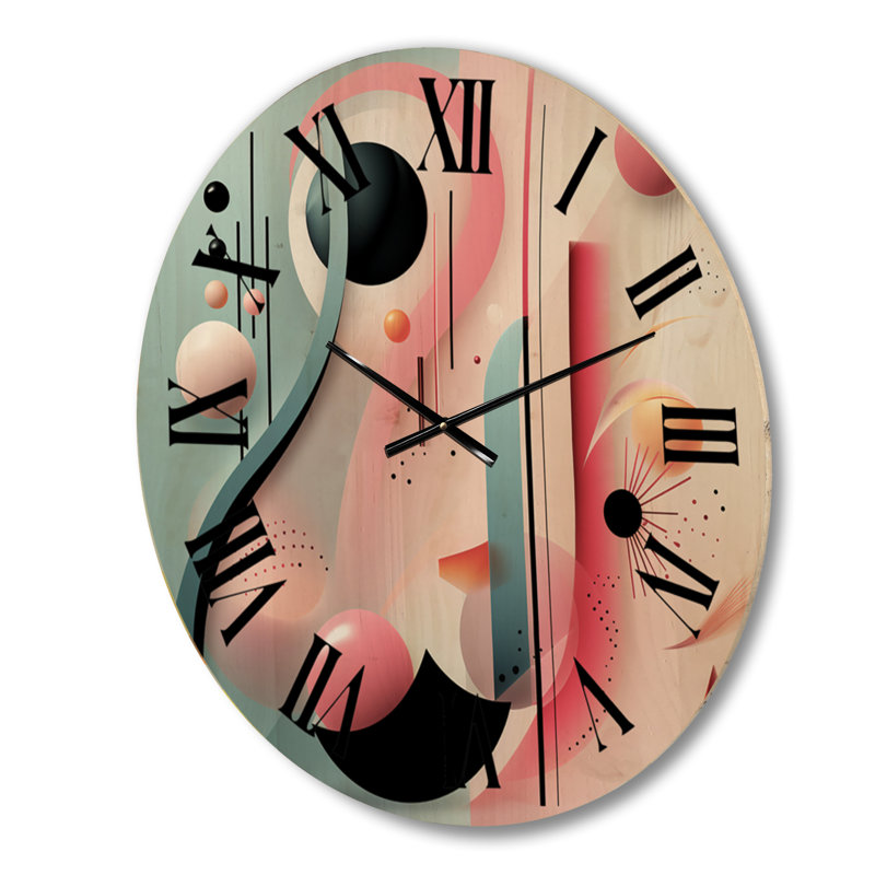 Horloge murale fleurs surdimensionnées roses et bleues I - Modern, Petit