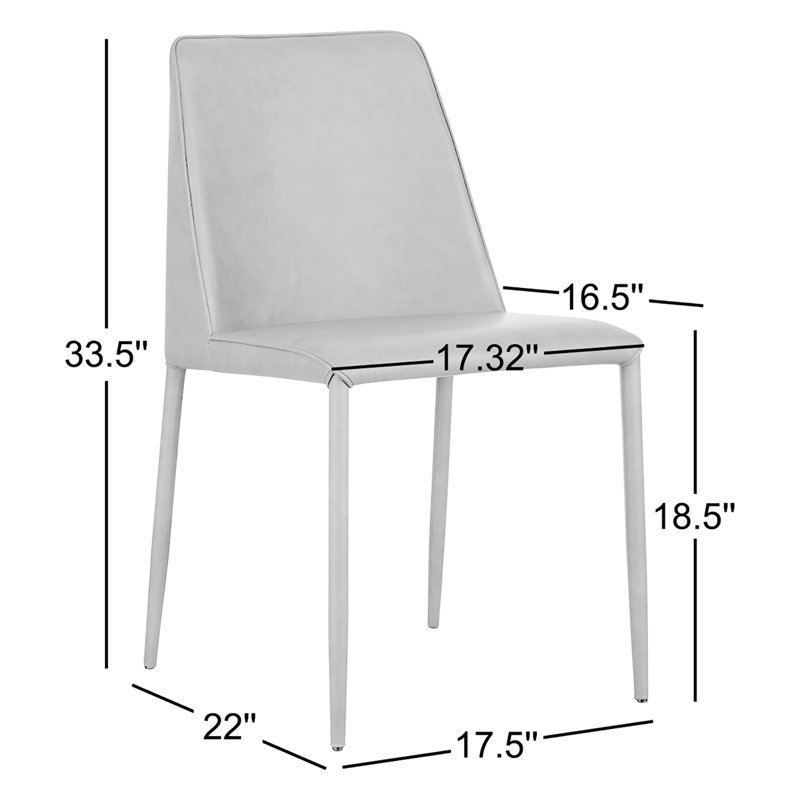 NORA PU DINING CHAIR WHITE-SET OF TWO, White Pebbled Faux Leather