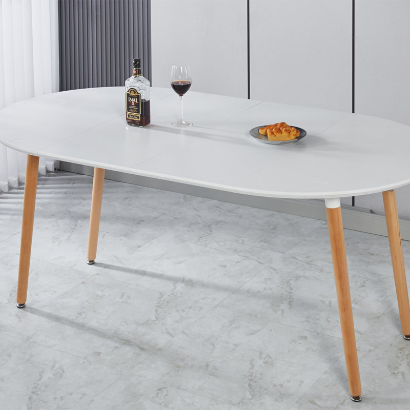 Table de salle à manger et de bureau extensible blanche avec longueur réglable - 100 cm à 180 cm, plateau en panneau de fibres à densité moyenne robuste