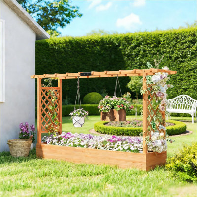 Wooden Planter Box,Trellis Planter,Raised Garden Bed