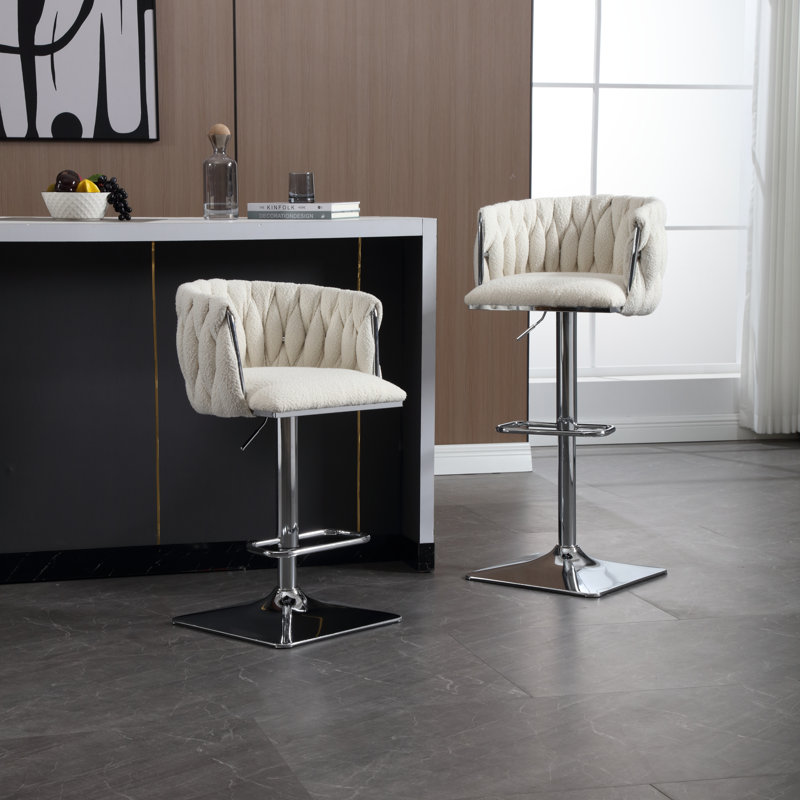 Dalicia Swivel Counter Stool with Metal Frame, Ivory