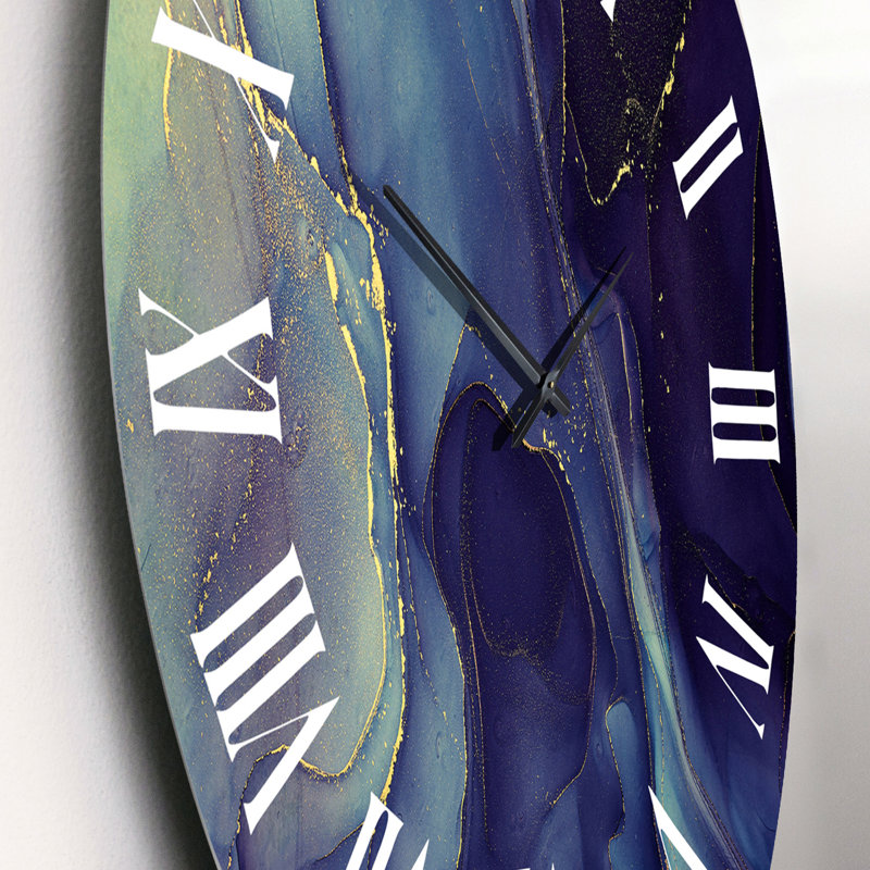 Blue Tender, art à l'encre liquide - horloge murale moderne, Petit
