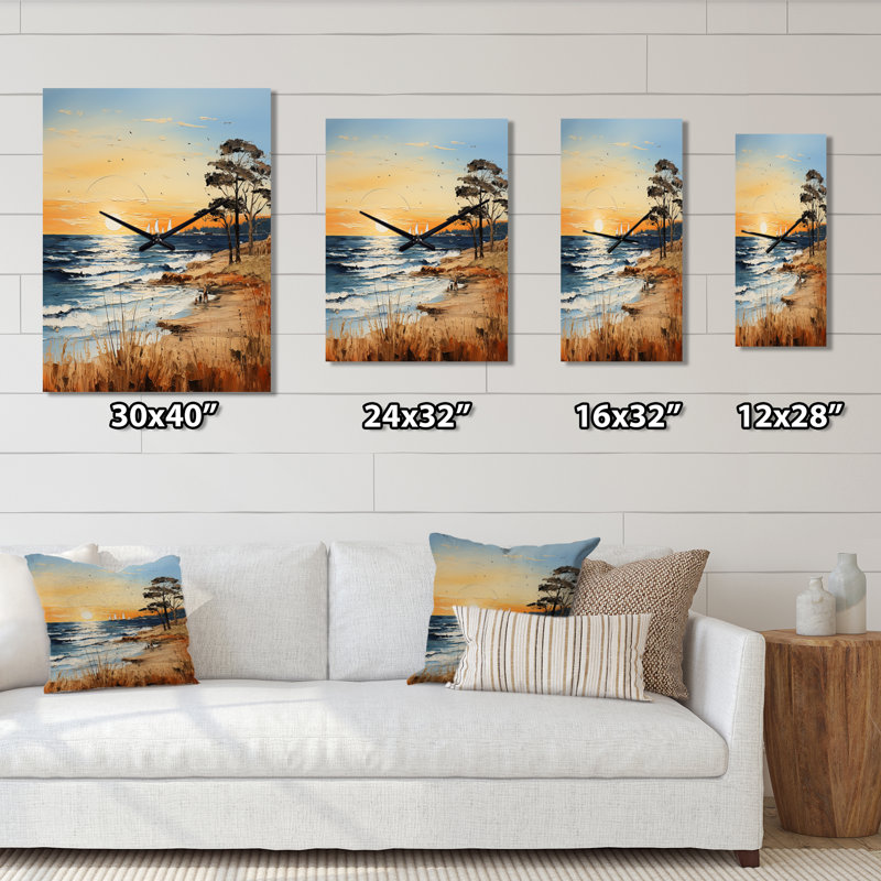 Coastalbeach Beach Bliss Pointillism I - Nautical & Beach Wall Clock, H 32 po x l 24 po x P 1 po