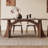 Rectangular ash wood walnut color dining table set-106686708