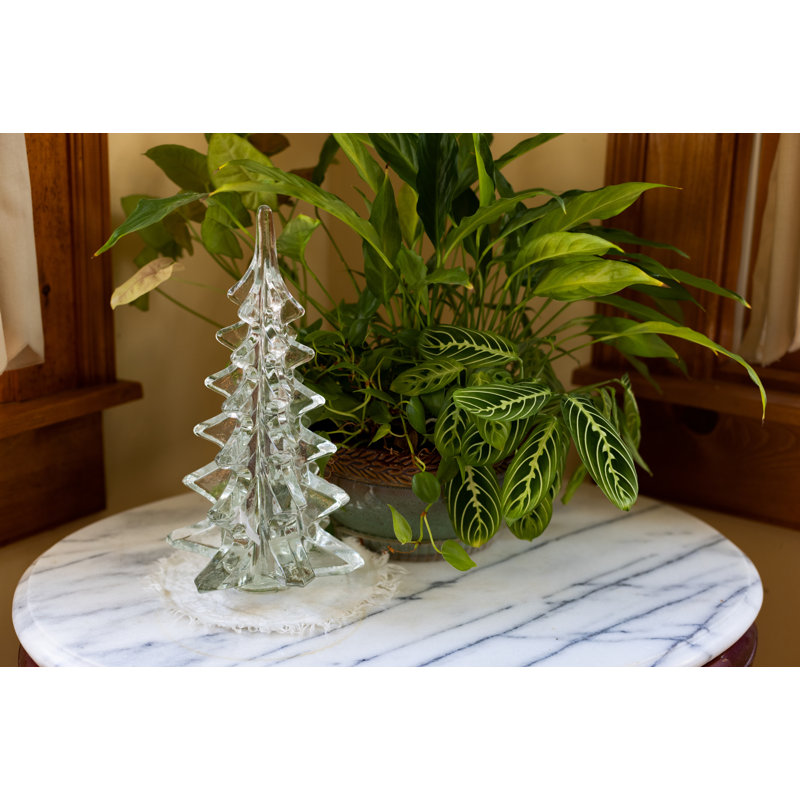 Mouth Blown Art Glass 12" Christmas Tree, 10" H