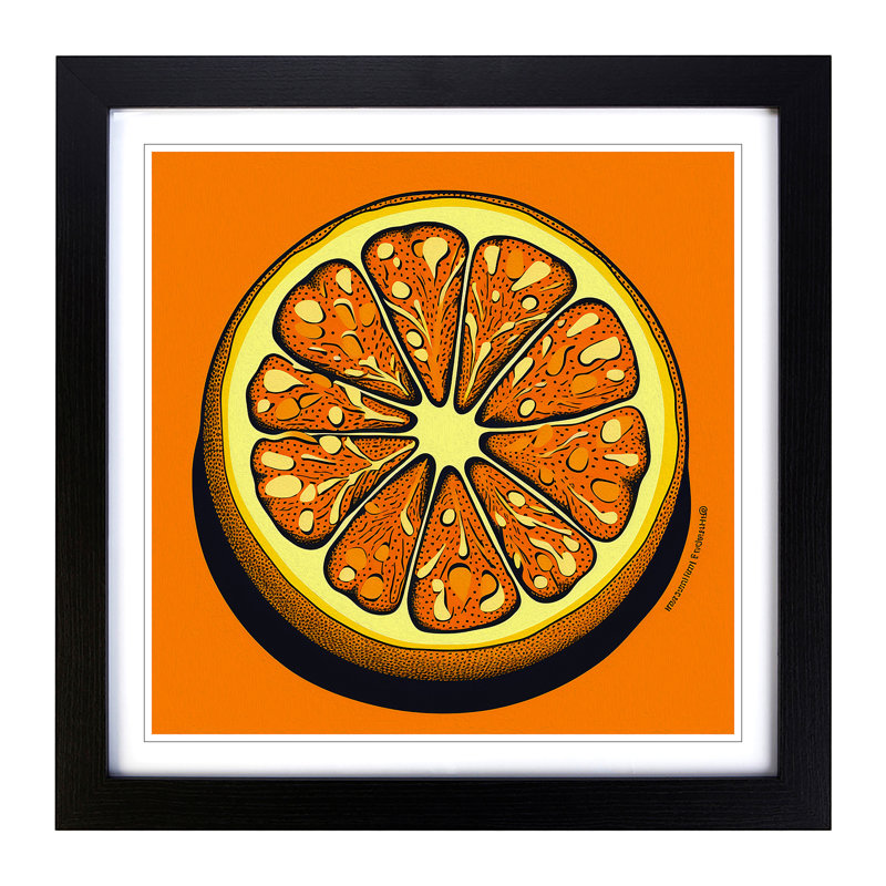 Orange Fruit Pop Art - Framed Print, Black