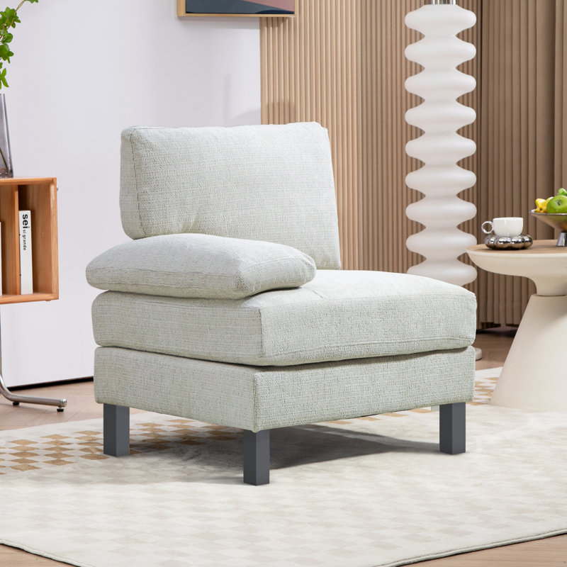 Module de canapé moderne pour canapé modulaire modulaire, fauteuil faisant face à gauche avec pieds en bois et ressorts ensachés pour le salon