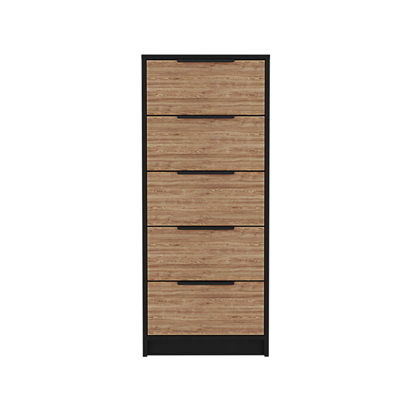 Kaia 5 Drawer Dresser, Vertical Dresser, Black/Pine