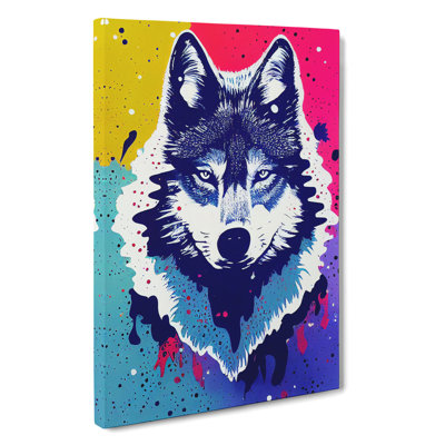 Wolf Dripping Paint No.4 Abstract - Wrapped Canvas Print
